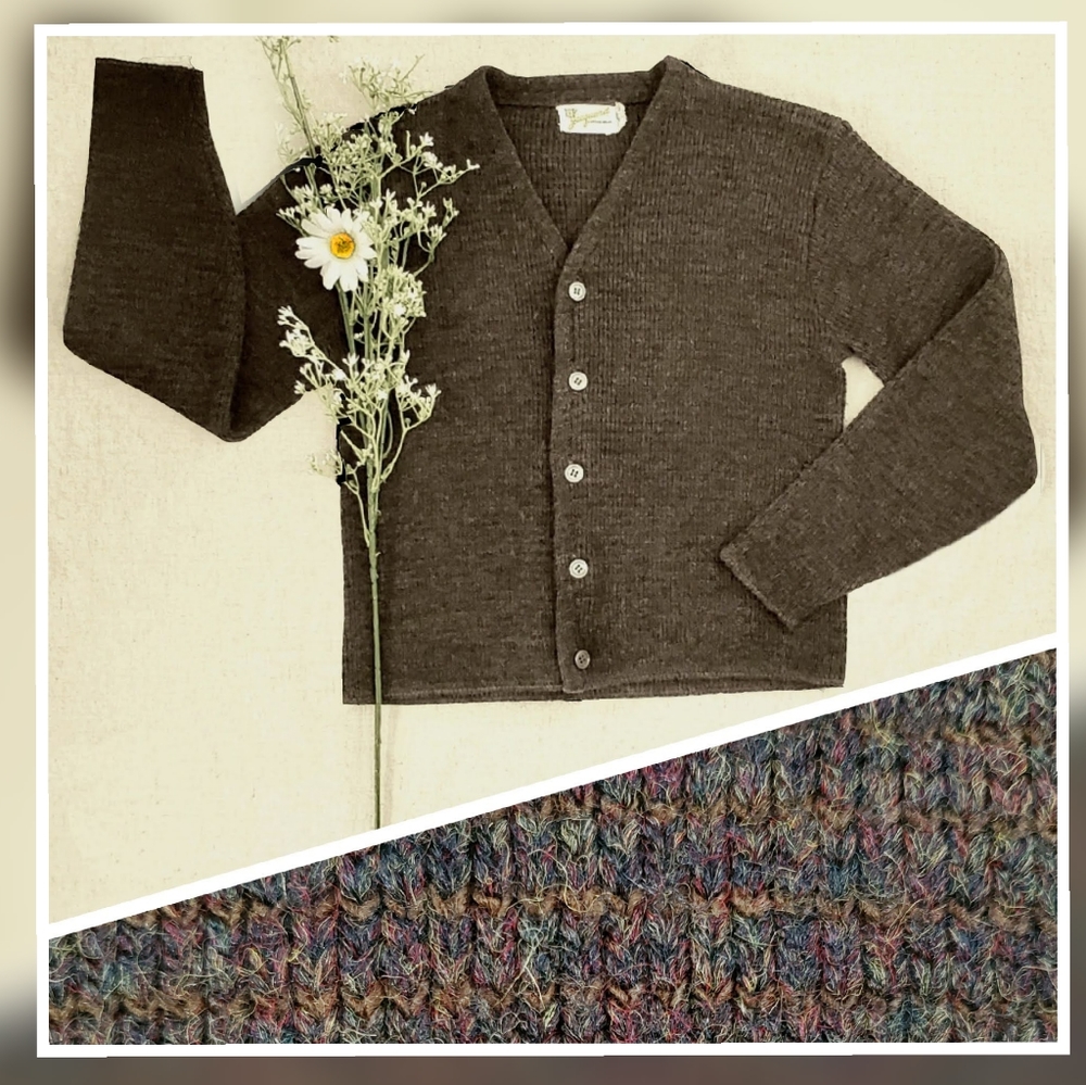 VTG knitted cardigan cropped grunge sweater v neck